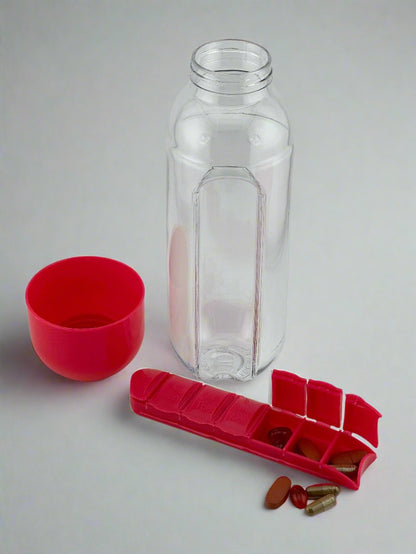 Capsule Organiser with Portable Water Bottle - Pink